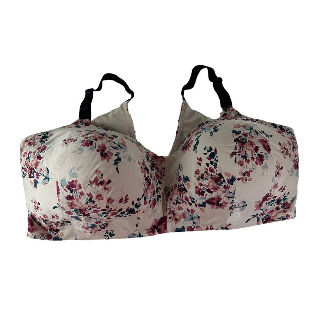 Torrid 360 Back Smoothing Wire Free Lightly Lined Everyday Bra Floral Pink 46G - Picture 2 of 7